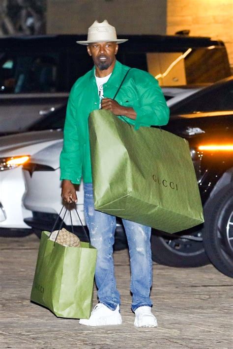 jamie foxx gucci jacket|Jamie Foxx carries Gucci shopping bags to daughter's birthday.